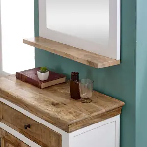 Breo Solid Mango Wood Wall Mirror White