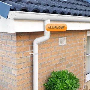 Aluflow White Half round Left-hand Gutter stop end, (L)20mm (W)131mm