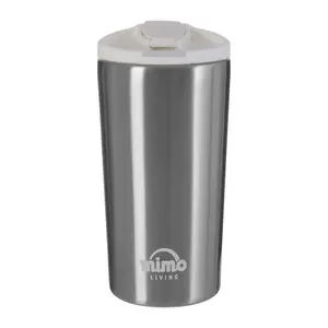 Interiors by Premier Silver Finish 250ml Insulated Stainless Steel Travel Mug, Travel Mug with Lid, Metal Travel Mug, Thermos Mug