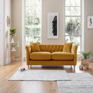 Sofas Express Carlton Ochre Yellow Velvet  3 Seater Sofa