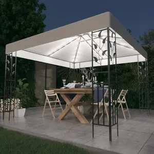 Berkfield Gazebo with LED String Lights 3x3 m White