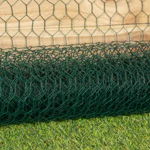 5m x 0.6m x 25mm Green PVC Coated Galvanised Chicken Garden Wire Netting or Fencing