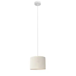 Luminosa Alba Cylindrical Pendant Ceiling Light Ecru, White 20cm