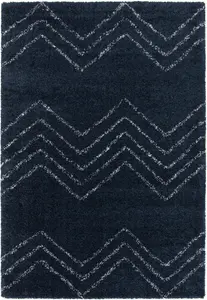 GoodHome Manzo Dark blue Striped Medium Rug, (L)170cm x (W)120cm