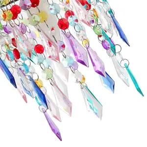 Modern Waterfall Design Pendant Shade with Multi Colour Acrylic Drops and Beads