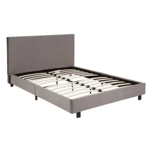 Interiors By Premier Compact Bed In Box In Brushed Steel Velvet, Minimalist Bed For Bedroom, Sturdy Bed With Vertical Stitching