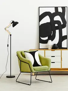 Interiors by Premier Highly Manoeuvrable Black Floor Lamp, Sturdy Design Bedroom Floor Lamp, Contemporary Sleek Modern Lamp