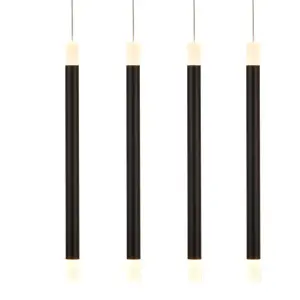 Lighting Collection Chiltepec Matt Black 6Lt LED Bar Pendant