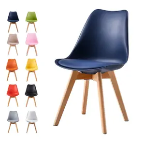 Single Dining Chair with Solid Wooden Legs and Seat Cushion Pad - Eva by MCC