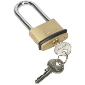 Premium 40mm Brass Padlock with Long Shackle and Anti-Scuff Bumper