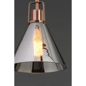 Inlight Dafyd Pendant Glass & metal Antique copper effect Ceiling light