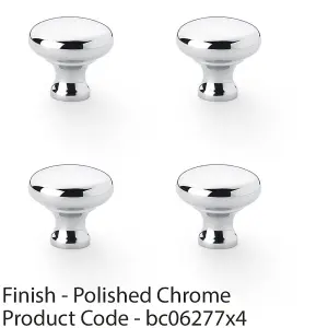 4 PACK - Victorian Round Door Knob - Polished Chrome 32mm - Kitchen Cabinet Pull Handle