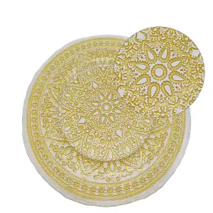 Neel Blue Charger Plates for Table Decoration - Mandala Flower Gold - Pack of 6