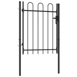 Berkfield Fence Gate Single Door with Arched Top Steel 1x1.2 m Black