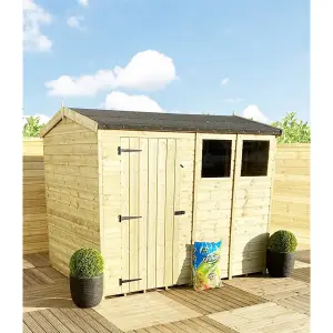 10 x 5 Garden Shed REVERSE Pressure Treated T&G Single Door Apex Wooden Garden Shed - 3 Windows (10' x 5') / (10ft x 5ft) (10x5)