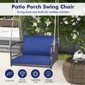 Costway Patio Porch Swing Chair Outdoor Single Person Hanging Seat w/ Cushion