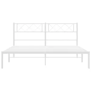 Berkfield Metal Bed Frame with Headboard White 140x190 cm