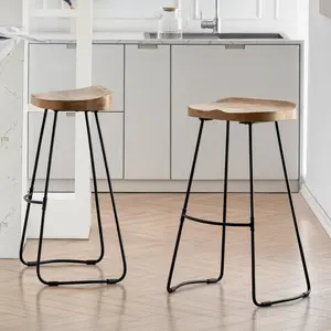 Gallitzin Solid Wood Kitchen Counter Bar Stool (Set of 2) Natural / Bar Stool (76.25cm Seat Height)