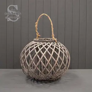 The Satchville Gift Company Grey Wicker Lantern