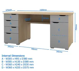 Kentucky Desk in dark oak and white