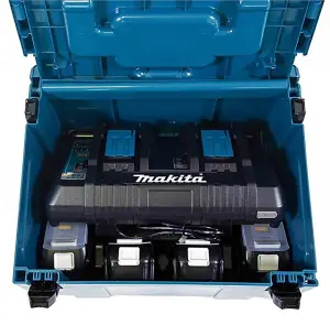 Makita BL1815 18v 4 x 1.5ah Lithium Batteries DC18RD Dual Port Charger + Makpac