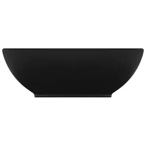 Berkfield Luxury Basin Oval-shaped Matt Black 40x33 cm Ceramic