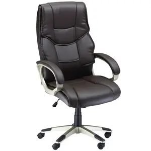 HOMCOM Executive Office Chair Faux Leather Computer Desk Chair w/ Wheel Brown