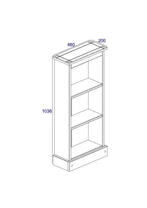 White low narrow bookcase, Corona white wax & antique wax top