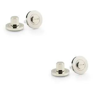 2 PACK - Industrial Hex Thumbturn & Release Lock - Polished Nickel - Bathroom Door WC