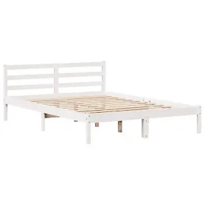 Berkfield Bookcase Bed without Mattress White 135x190 cm Double Solid Wood Pine