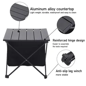 Ultralight Aluminum Folding Camping Table Portable Camp Table with Storage Basket for Hiking Camping