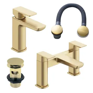 Zoia Gold Basin & Bath Filler Tap Package Inc Basin & Bath Waste