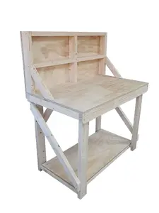 Wooden workbench, superior strength 18mm plywood top (H-90cm, D-70cm, L-150cm) with back panel