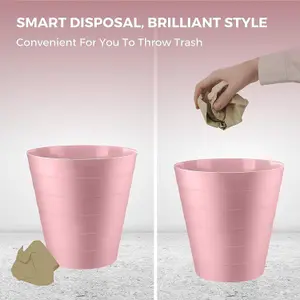 MantraRaj Pack Of 2 Plastic Waste Paper Bin 6L Round Waste Basket Trash Can Lightweight Rubbish Bin (Pink)