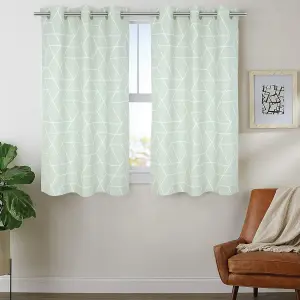 Light grey Geo cubes Lined Eyelet Curtain (W)228cm (L)228cm, Pair