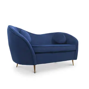 2 Seater Loveseat Small Sofa in Velvet Blue