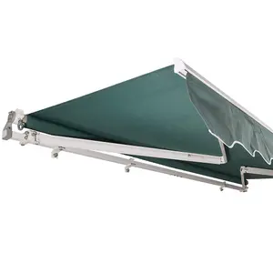 3M x 2.5M Retractable Awning, Manual Awnings for Patio Sun Shade Shelter, Green