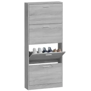 Berkfield Shoe Cabinet Grey Sonoma 59x17x150 cm Engineered Wood