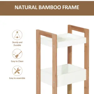 HOMCOM 3-Tier Bathroom Rack Organizer Storage Shelf Rack Free Standing Bamboo