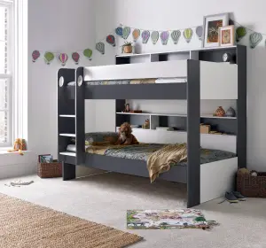 Olly Grey and White Storage Bunk Bed With Drawer