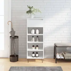 Berkfield Shoe Cabinet High Gloss White 40x36x105 cm Engineered Wood