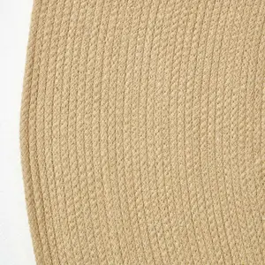 Homescapes Linen Handmade Woven Braided Round Rug, 120 cm