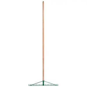 Garden Rake, Steel Hardened Heavy-Duty Rake with Handle for Hay, Leaves, Lawn, Ideal Gardening Tool (16 Tines - 42 cm / 16.5 in)