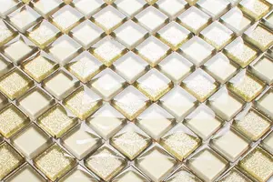 Glass mosaic on mesh for bathroom or kitchen 300mm x 300mm - Golden sunshine