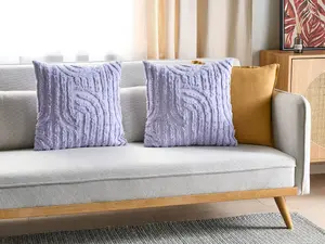 Set of 2 Cushions TELLIMA Cotton 45 x 45 cm Abstract Violet