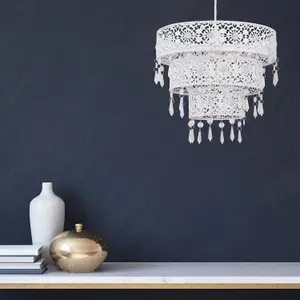 First Choice Lighting White Moroccan Styled Tiered Light Shade