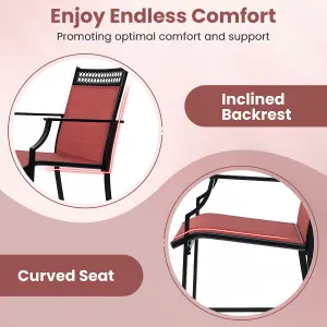 Costway Set of 2 Outdoor Patio Chairs Home Fabric Bar Stools w/ Footrest