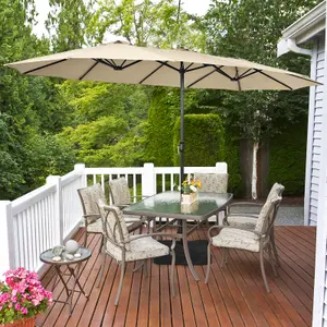 Costway 4.5M Double-Sided Patio Umbrella Extra-Large Market Umbrella w/ Base