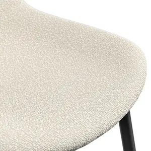 Set Of 8 Maya Boucle Dining Chair Modern Padded Seat Metal Legs Kitchen (Ivory White)