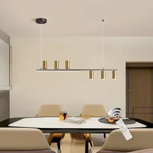 Garwarm 6-Light Linear Dimmable LED Pendant Modern Hanging Light with Remote